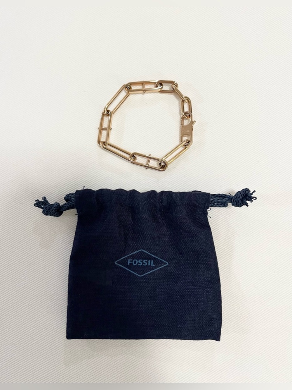 Fossil Heritage D-Link Gold-Tone Stainless Steel Chain Bracelet